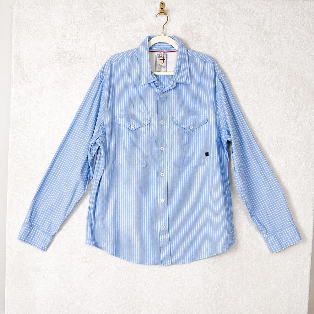 Relwen Huckberry Slub Linen Workshirt 2X Cotton Linen Long Sleeve Button Down